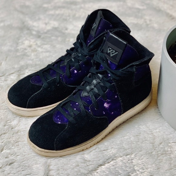 Nike Other - NIKE Jordan’s Black Suede and Purple Galaxy Print